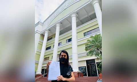 ON BEHALF OF FIRED WORKERS. Jonel Saceda, who is known as "Inday Josa Chiongbian Osmeña" on Facebook, filed a nine-page complaint against Cebu City Mayor Michael Rama before the Office of the Ombudsman in Quezon City on Tuesday, Jan. 24, 2023. Saceda is suing Rama for nepotism, grave misconduct and graft and corruption after the mayor hired his wife's two brothers to work as casual employees of the Cebu City Government. / Jonel Saceda