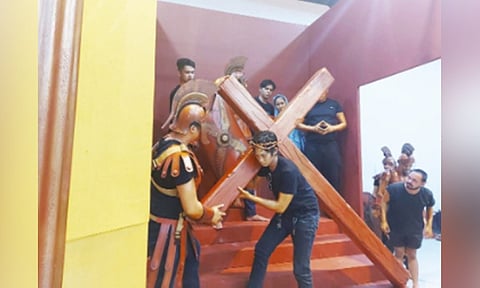 PASSION OF CHRIST. A live depiction of the 14 Stations of the Cross will be staged on Holy Wednesday, April 5, 2023 at the open area fronting the Cebu Metropolitan Cathedral. / Kaiser Jan Fuentes