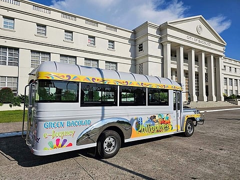 The proposed e-jeepney unit was brought by China-based Jiangsu Fengchuen New Energy Power Technology Co. Ltd. to Bacolod City for a trial run on Monday, May 15. (Bacolod PIO) 