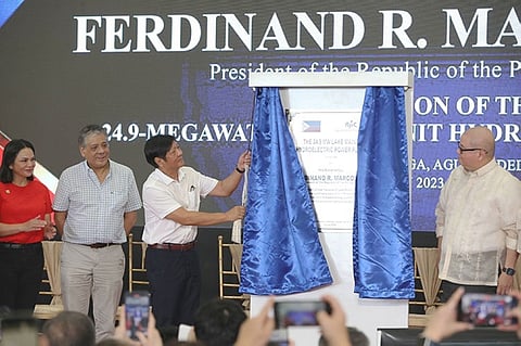 AGUSAN DEL NORTE. President Ferdinand Marcos Jr. leads the inauguration of the 24.9-megawatt Lake Mainit Hydro Power Plant in Jabonga, Agusan del Norte on July 12, 2023. (PNA-NIB)