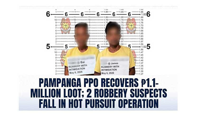 Police nab 2 rob suspects,
recover P1.1M stolen cash