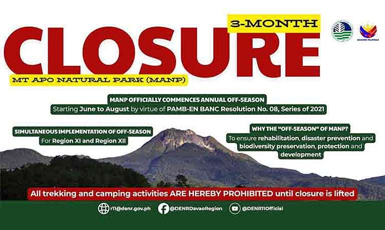 Mt. Apo Begins Annual 3-Month Eco Rehabilitation Closure