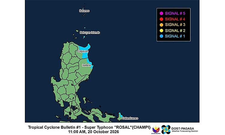 Signal No. 1 up in parts of Northern Luzon due to Rosal