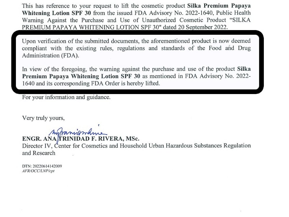 hsa singapore advisory glutathione injection skin whitening warning FDA lifts health vs. Silka Premium Papaya Lotion SPF 30 how long to take كريم لبشرة مشرقة صحية Size:260ml