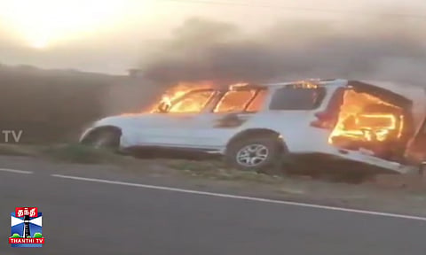 Four members of the same family die after a car catches fire in Rajasthan.