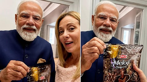 PM Narendra Modi gifting Melody toffee to Italian PM Georgia Meloni, video goes viral.