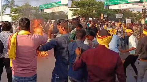 छत्तीसगढ़: आदिवासी समाज को अलगाववादी कहे जाने से नाराज समुदाय ने डिप्टी सीएम विजय शर्मा का फूंका पुतला