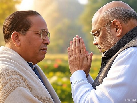 अमित शाह के बयान के विरोध में एक अम्बेडकरवादी द्वारा AI से generated सांकेतिक इमेज 