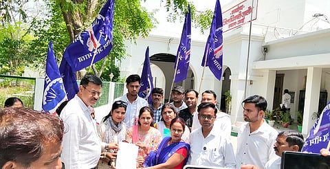 Dr Ambedkar statue beautification, Dalit Adhikar Manch
