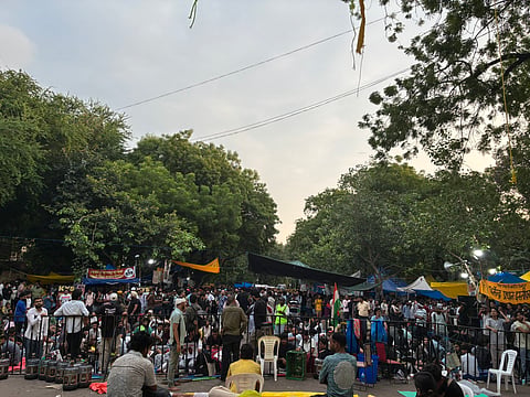 जन्तर मंतर पर गुरूवार सुबह का नजारा 