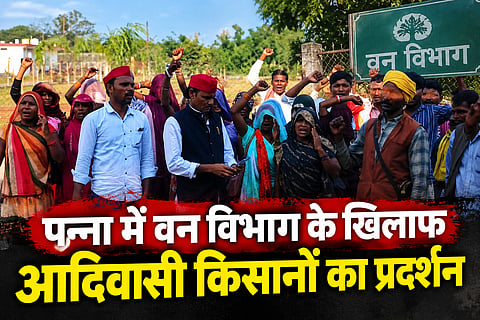 MP: पन्ना में वन विभाग के खिलाफ आदिवासी किसानों का प्रदर्शन, पुरखों की जमीन से बेदखली का आरोप