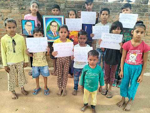 Children learn constitutional values and Baba Saheb's teachings at this centre. 
