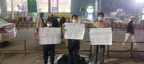 Candidates were forced to stage a semi naked protest at Charbagh Railway Station to draw attention  to their demands.