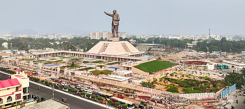 At 206 feet,  World's Tallest Ambedkar Statue Unveiled in Vijayawada