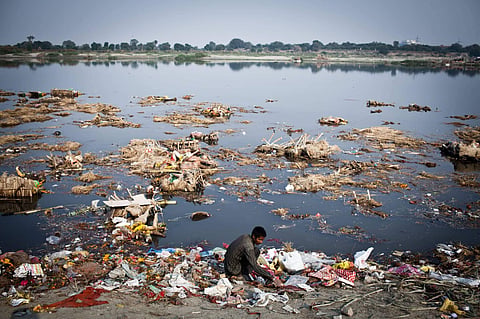 The degradation of the Yamuna water quality in Delhi, particularly beyond the Wazirabad barrage, can be attributed to the continuous release of untreated wastewater, primarily from domestic origins, into the river.