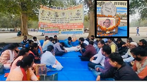 Candidates held a mock condolence for OP Rajbhar fir his remarks