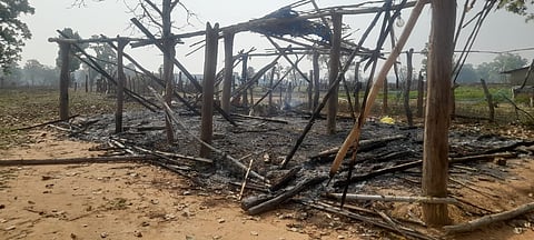Torched protest site