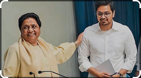 This is the second time Akash Anand has been stripped of party positions.