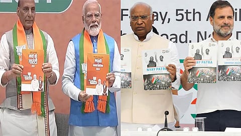 Environment relegated to final points in BJP's Sankalp Patra and Congress's Nyay Patra, signaling low priority.