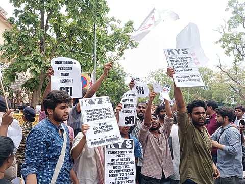 Students Protesting Outside the Ministry of Education