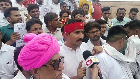 BAP parliamentarian Rajkumar Roat at Jaipur on Saturday 