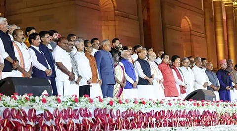 The 72-member Union Council of Ministers, which was administered the oath of office by President Droupadi Murmu, included 30 Cabinet ministers and five Ministers of State (independent charge). 