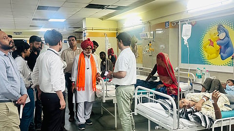 Legislator Phool Singh Meena and Collector Arvind Poswal visited the hospital on Sunday to check on the sick individuals.  