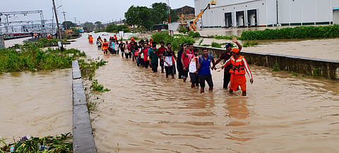 12 teams of NDRF are deployed in flood affected areas of AP & Telangana and conducting flood rescue ops. 
