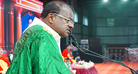  Union Minister HD Kumaraswamy at the graduation ceremony at Rajarajeswari Medical College, recently. 