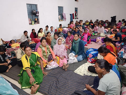Crowded into a few community halls and rooms, these women, some with their young children in tow, are enduring severe hardships. 