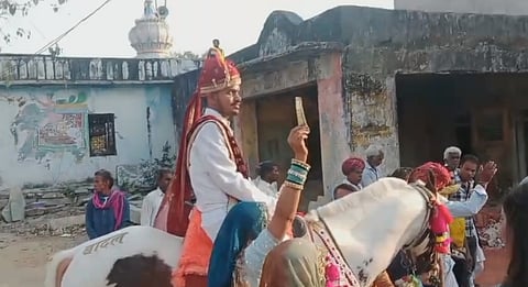The procession, part of Rahul Meghwal’s wedding celebrations, proceeded peacefully with the presence of senior police officials in Naugaun village in Dungla of Chittorgarh district. 