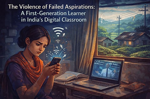 Online classes assume a set of invisible preconditions of uninterrupted electricity, access to personal digital devices, affordable high-speed internet connectivity, fluency in English, familiarity with digital platforms, and a room to oneself. 