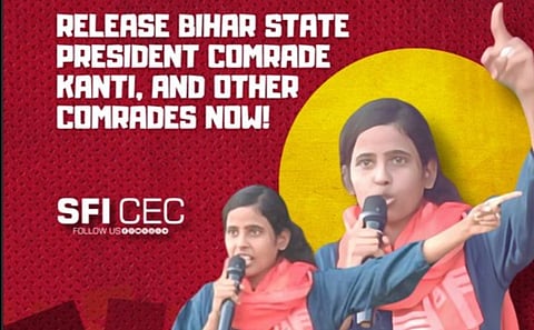 SFI demands immediate release of their Bihar State President comrade Kanti Kumari and other comrades.