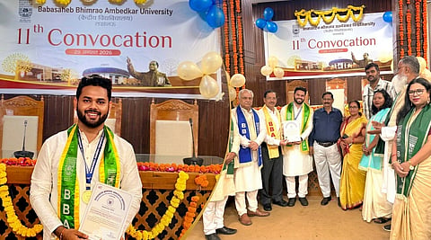 Amay Sonker, a final-year BBA LL.B. (Hons.) student, was awarded the Gold Medal in the Scheduled Caste category at the 11th Convocation of Babasaheb Bhimrao Ambedkar University (BBAU), Lucknow, held on August 29.