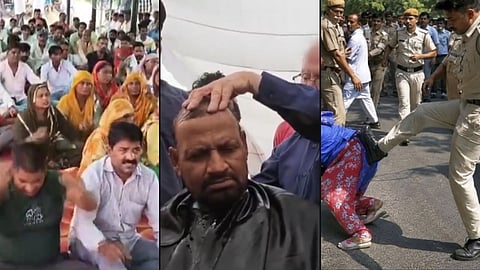 The Haryana sanitation workers continue to face exploitation through the contractor system and low wages. Some images from the ongoing strike. 