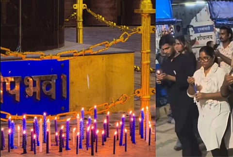Students, activists, and community members organized a silent candlelight vigil at ChaityaBhoomi on October 25 to demand justice for Sahil Wakode.