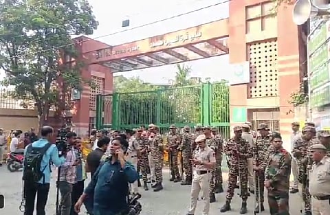 Delhi Police and paramilitary personnel maintained a strong presence around the campus.