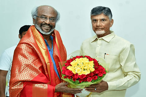 Rajinikanth with former Andhra Pradesh CM Chandrababu 