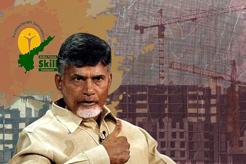 Chandrababu Naidu- Skill Development logo behind
