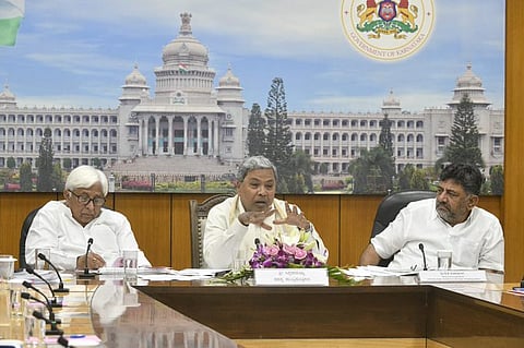 Karnataka CM Siddaramaiah, Deputy CM DK Shivakumar and Law Minister HK Patil