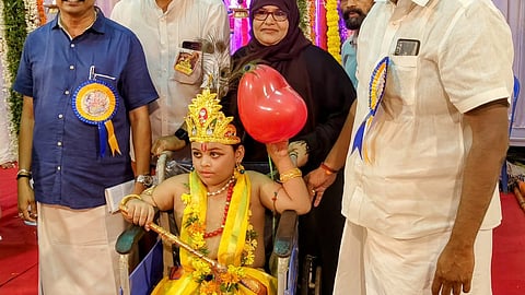 Kerala Muslim boy on wheelchair dressed up as Krishna