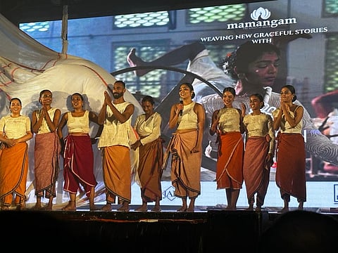 Rima Kallingal and other dancers greet audience at the Fine Arts Society Hall in Kochi