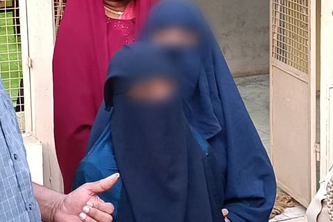 Class 7 student with her relatives during inquiry