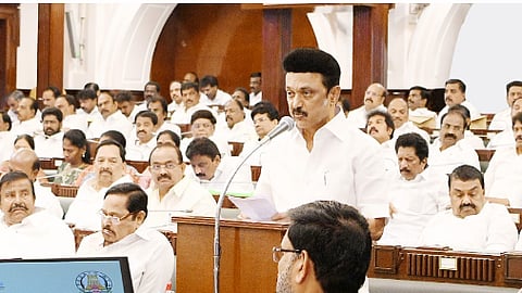 File image of Tamil Nadu CM MK Stalin speaking in the state Assembly