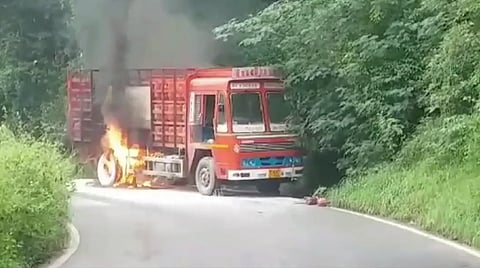 The truck that caught fire