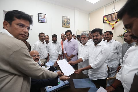 Gaddam Prasad Kumar filing nomination for the post of Assembly Speaker 