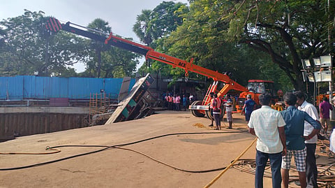 Construction site in Velachery were three men fell into a trench