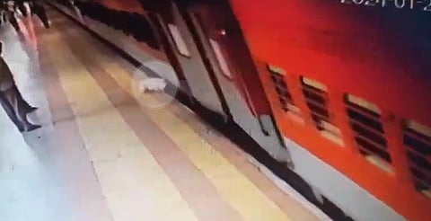 Watch: Passenger stuck between train and platform rescued in Telangana