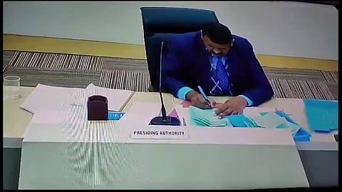 Screengrab from  the video claiming that the presiding officer tampered with the ballots. 