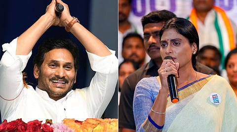 (Left) former Andhra Pradesh CM YS Jagan, (Right) APCC Chief YS Sharmila 